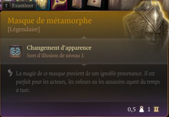Masque du métamorphe - Baldur's Gate 3