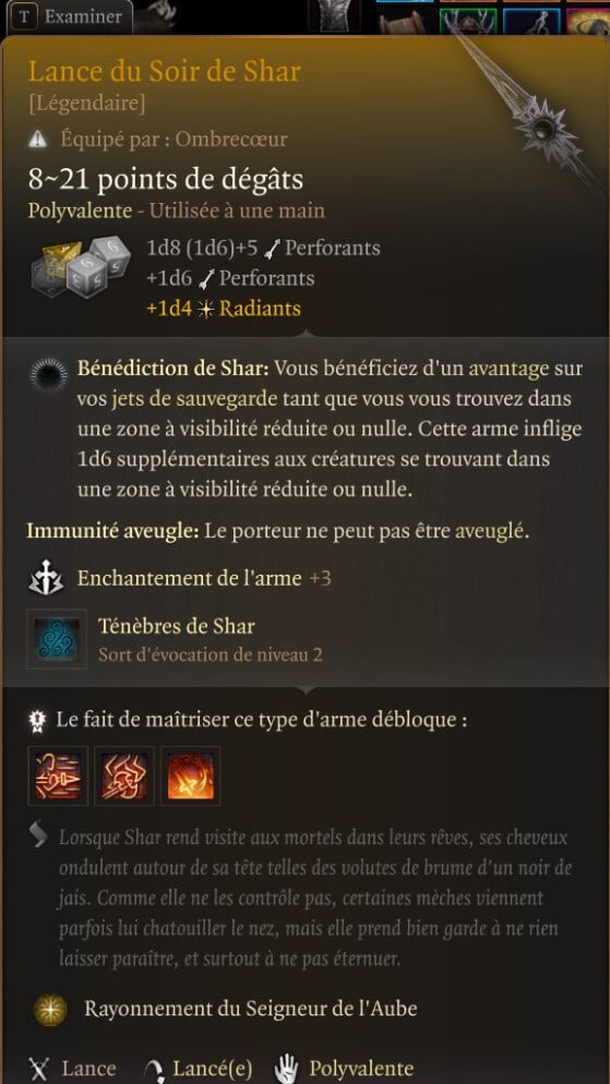Lance du Soir de Shar - Baldur's Gate 3