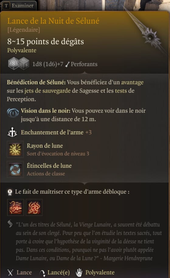 Lance de la nuit Séluné - Baldur's Gate 3
